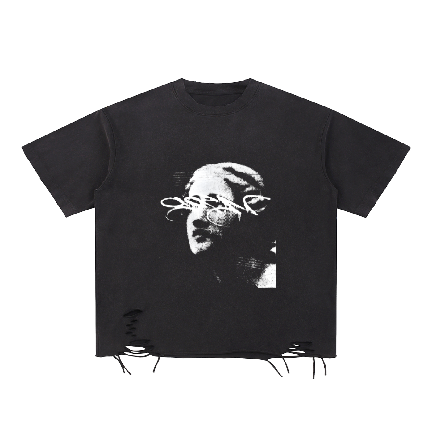 Snow Washed Raw-Hem T-Shirt