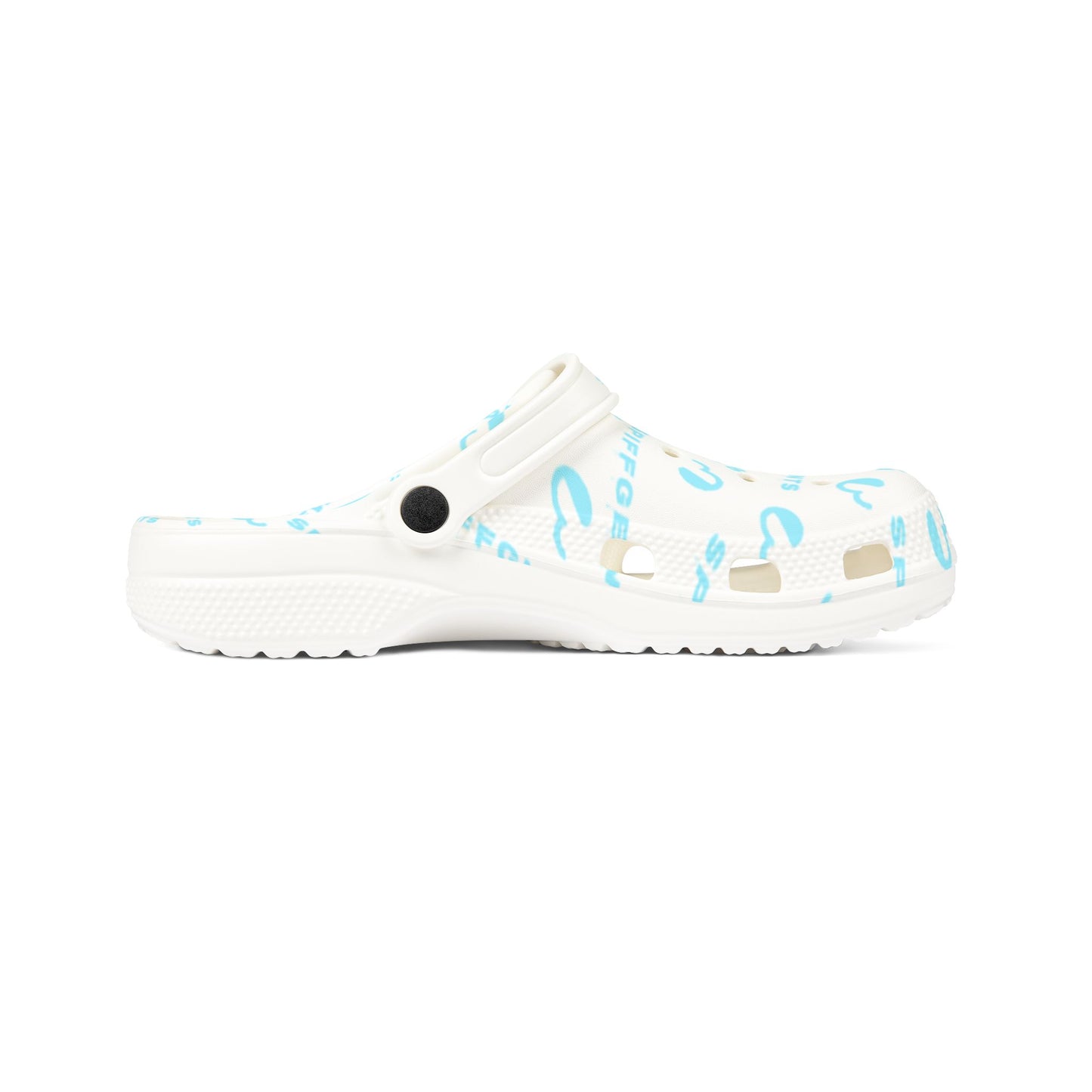 White and Blue SpiffGents Clogs