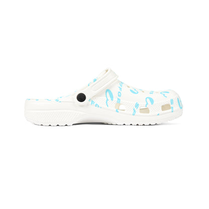 White and Blue SpiffGents Clogs