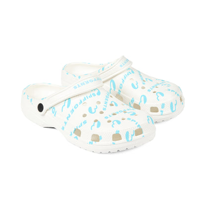 White and Blue SpiffGents Clogs