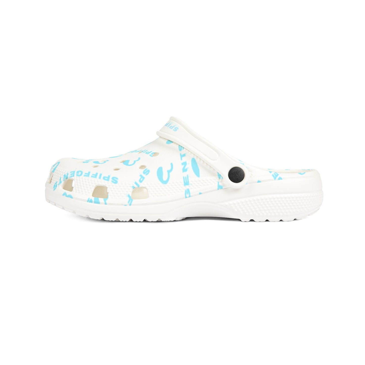 White and Blue SpiffGents Clogs