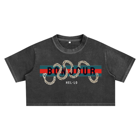 Washed SpiffCrew Crop Top